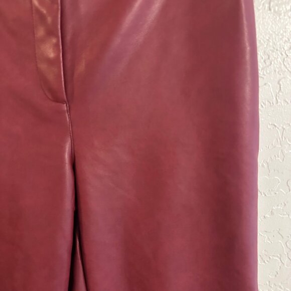 Bagatelle Red Faux Leather High Waisted Straight Leg Cropped Pants - Picture 6 of 9